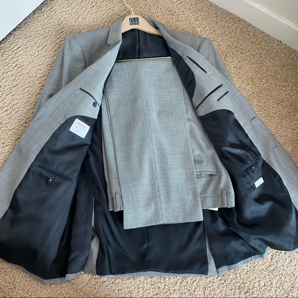 MENS T.M.LEWIN GREY 2PC SUIT SET SIZE 36 R /42 R BOTTOMS - Picture 8 of 14